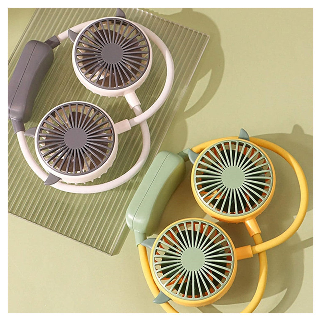 Trade Shop - Ventilatore Portatile Da Appendere Al Collo 2 Velocità Usb Ricaricabile Per Sport Viaggi -