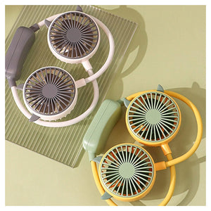 Trade Shop - Ventilatore Portatile Da Appendere Al Collo 2 Velocità Usb Ricaricabile Per Sport Viaggi -