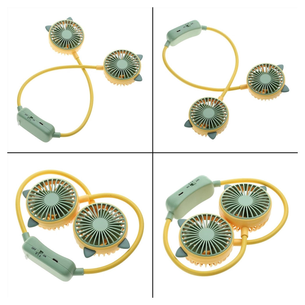 Trade Shop - Ventilatore Portatile Da Appendere Al Collo 2 Velocità Usb Ricaricabile Per Sport Viaggi -