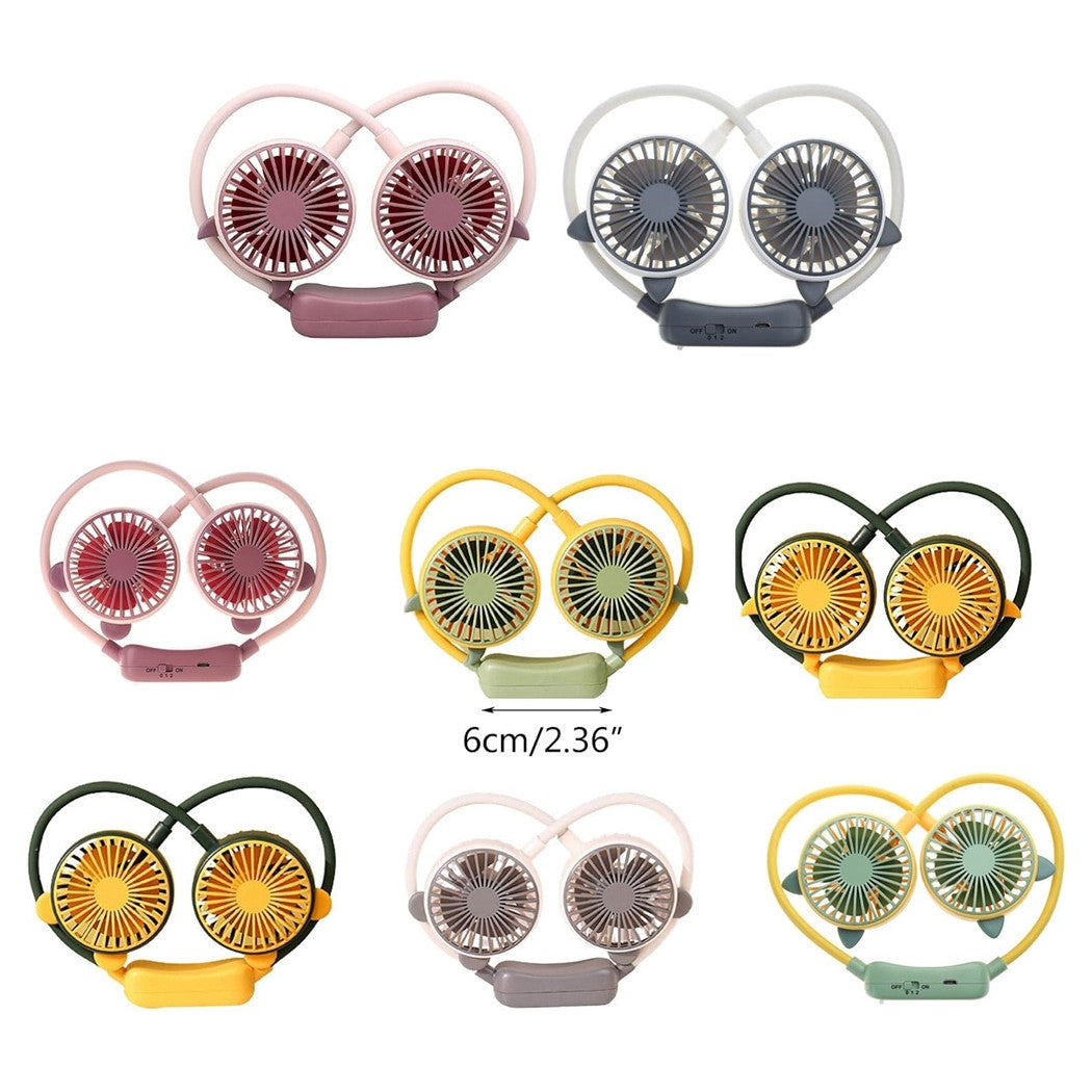 Trade Shop - Ventilatore Portatile Da Appendere Al Collo 2 Velocità Usb Ricaricabile Per Sport Viaggi -