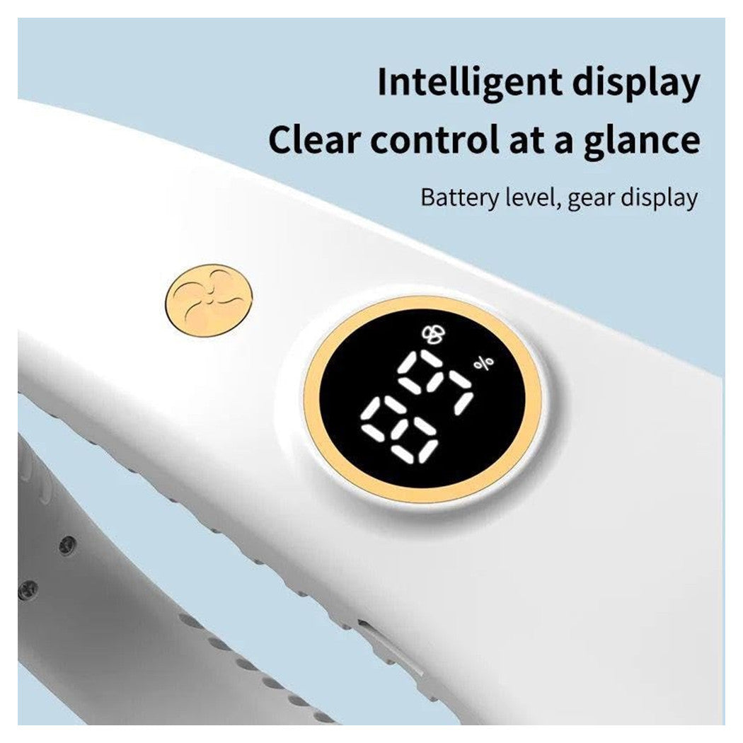 Trade Shop - Ventilatore Portatile Da Collo Ricaricabile Usb 9000mah 5 Velocità Indicatore Batteria -