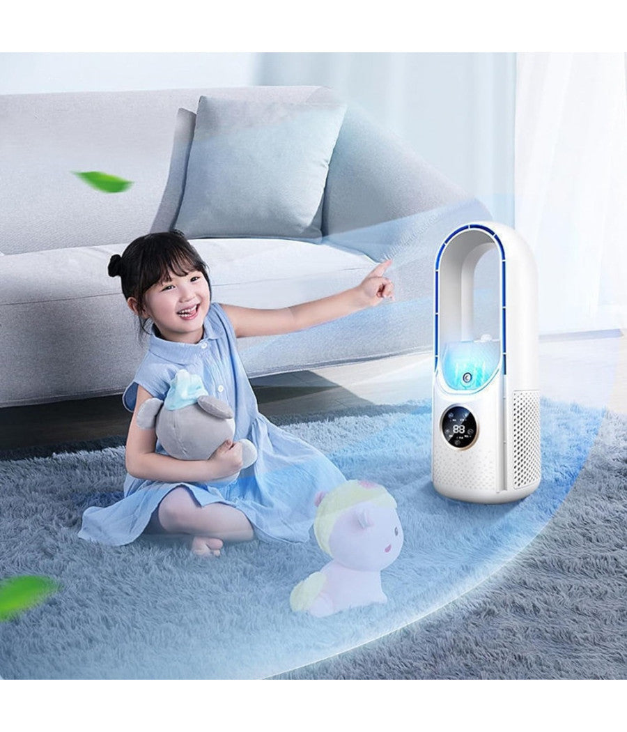 Ventilatore Tavolo Umidificazione Usb Portatile Multifunzionale 6 Velocità  Bianco         