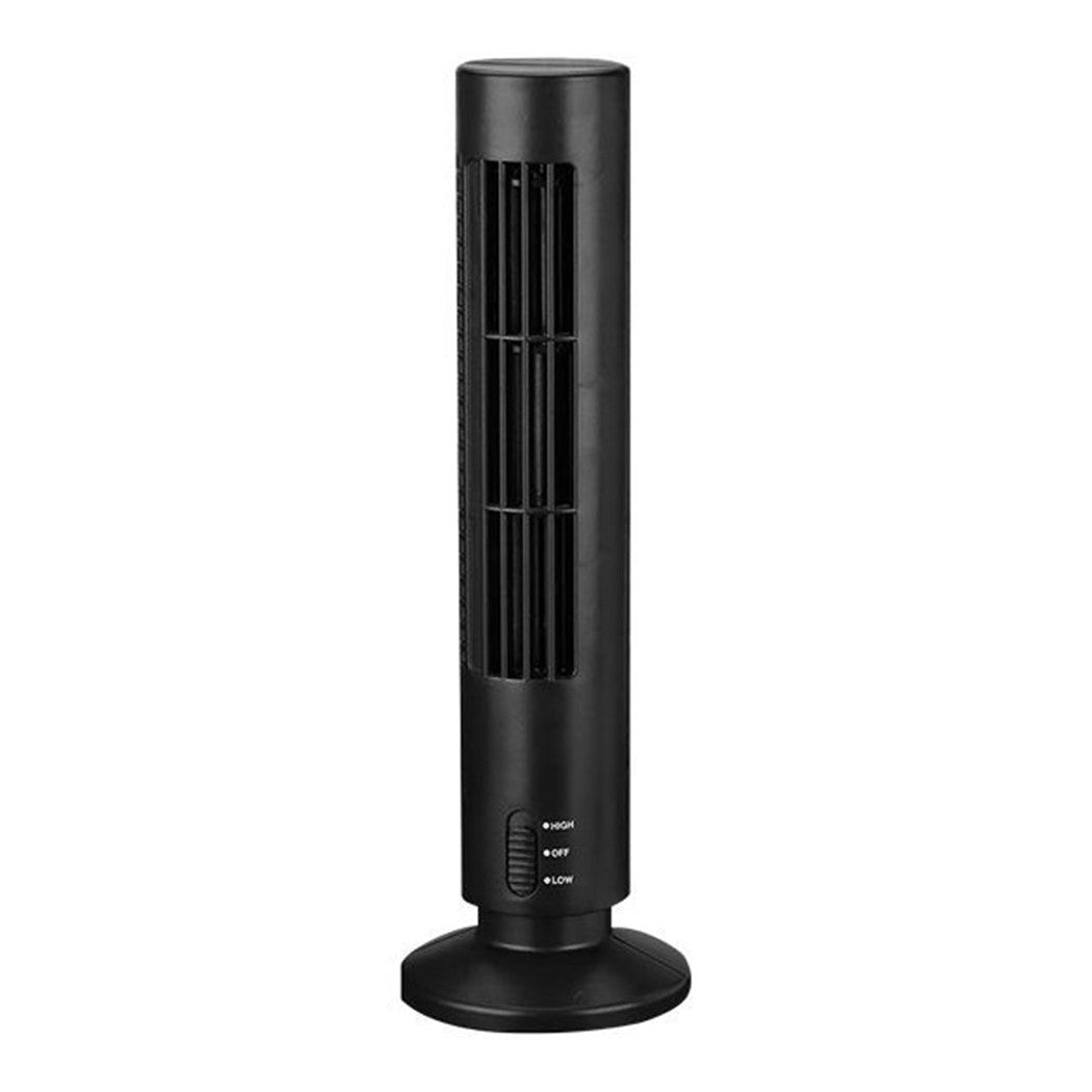 Trade Shop - Ventilatore Verticale A Torre Senza Pale Portatile Ricarica Usb 3w 2 Velocita' 11x34cm - Nero