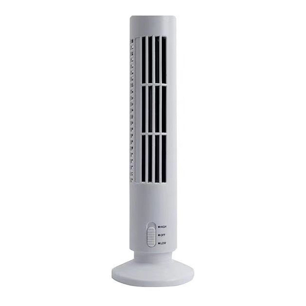 Trade Shop - Ventilatore Verticale A Torre Senza Pale Portatile Ricarica Usb 3w 2 Velocita' 11x34cm -