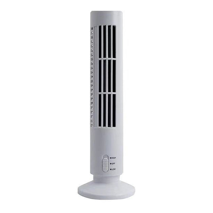 Trade Shop - Ventilatore Verticale A Torre Senza Pale Portatile Ricarica Usb 3w 2 Velocita' 11x34cm -