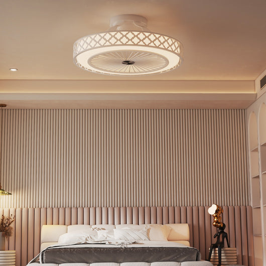 Ventilatore a basso profilo con montaggio a incasso con LED dimmerabile, Ventilatore da soffitto 48cm con luce Bianco-Condizionatori aria