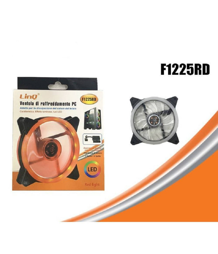 Ventola Raffreddamento Dissipazione Cooling Fun Per Telaio Pc Con Luce Led F1225rd         