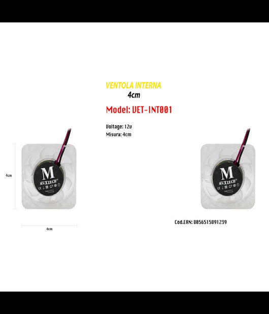 Ventola Raffreddamento Pc Computer Laptop Interna 4cm Silenziosa Maxtech Vet-int001         