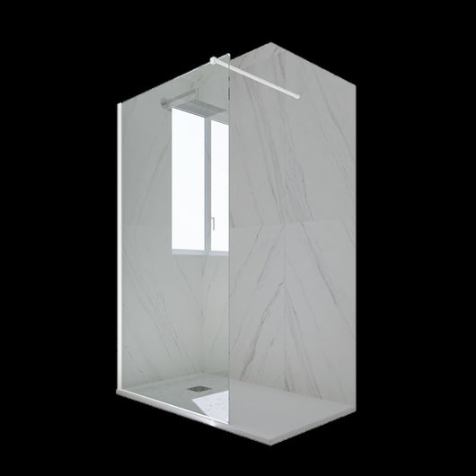 Parete doccia Walk-in da 100 CM H 200 Vetro Trasparente Profilo Bianco in pvc mod. Venus