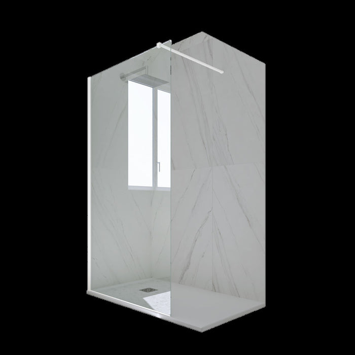 Parete doccia Walk-in da 100 CM H 200 Vetro Trasparente Profilo Bianco in pvc mod. Venus