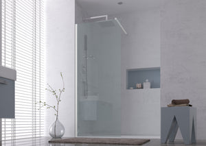 Parete doccia Walk-in da 100 CM H 200 Vetro Trasparente Profilo Bianco in pvc mod. Venus
