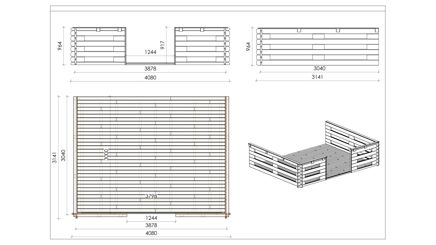 Veranda - 12.00 m2 - 4.00m x 3.00m - colore: naturale - DOM548 - ALTANKA