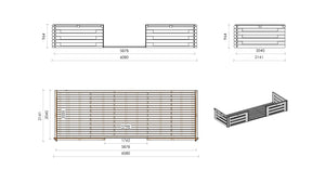 Veranda - 12.00 m2 - 6.00m x 2.00m - colore: naturale - DOM555 - ALTANKA