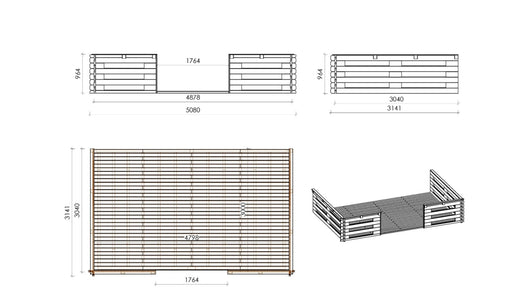 Veranda - 15.00 m2 - 5.00m x 3.00m - colore: naturale - DOM616 - ALTANKA
