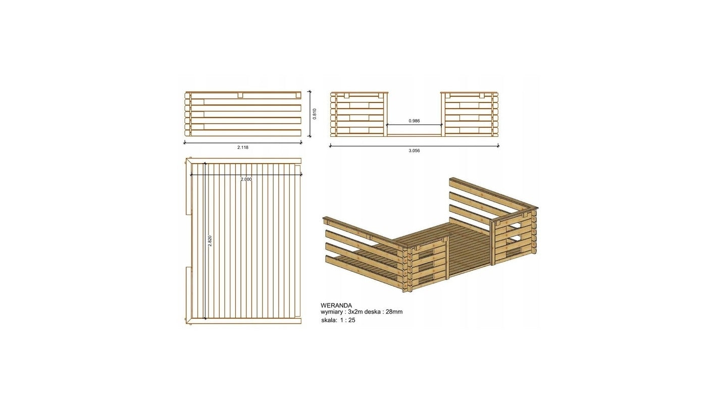 Veranda - 6.00 m2 - 3.00m x 2.00m - colore: naturale - DOM142 - ALTANKA