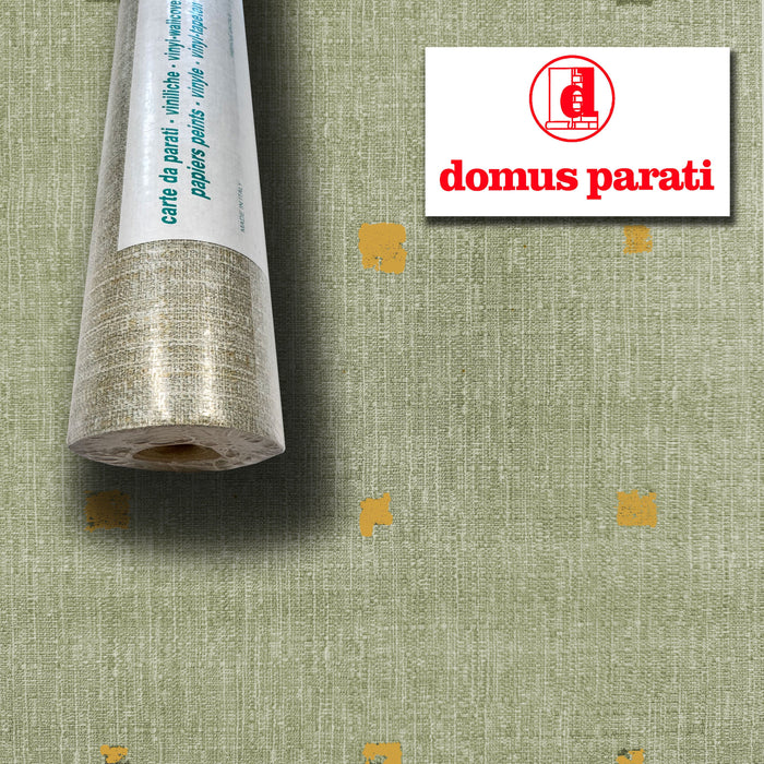 SUPER STOCK  al mq  - Rotolo da 5,2mq (10x0,52mt) di Carta da Parati vinilica Top Quality lavabile JUTA VERDE ORO