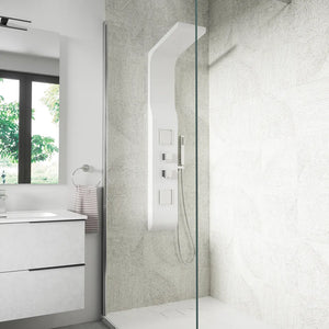 Pannello doccia in alluminio bianco opaco con doccino, 3 funzioni |  Vernel