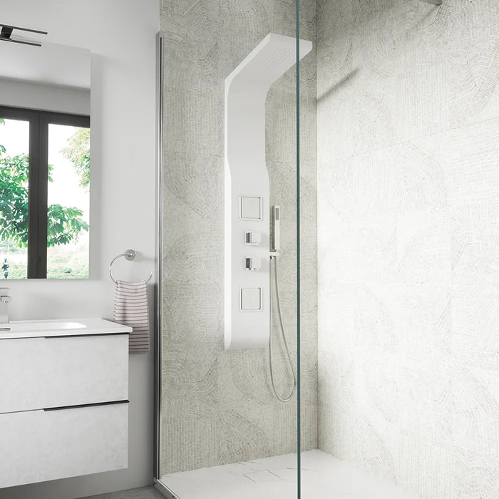 Pannello doccia in alluminio bianco opaco con doccino, 3 funzioni |  Vernel