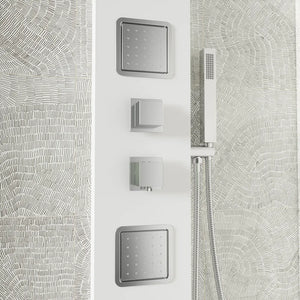 Pannello doccia in alluminio bianco opaco con doccino, 3 funzioni |  Vernel