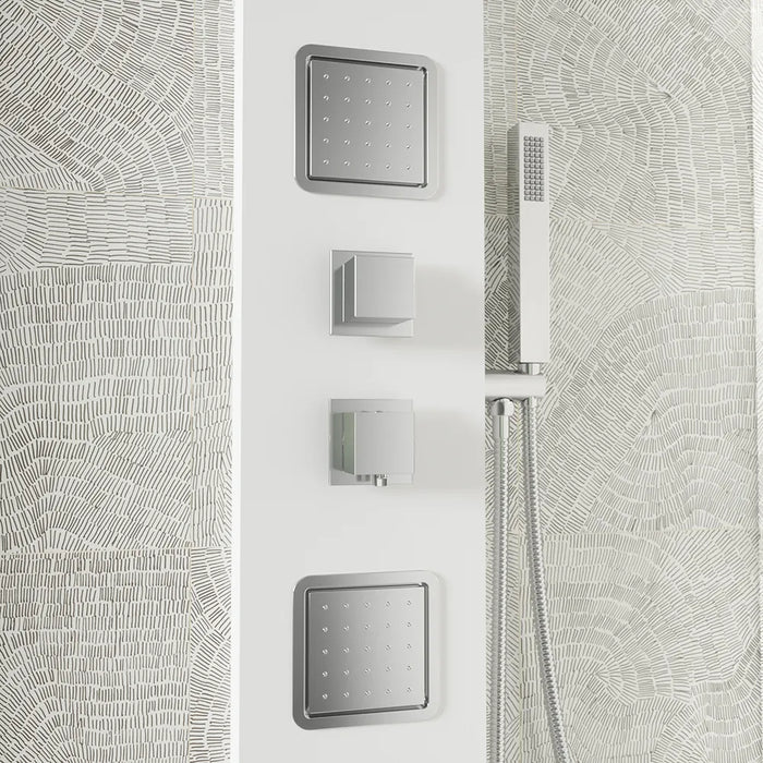 Pannello doccia in alluminio bianco opaco con doccino, 3 funzioni |  Vernel