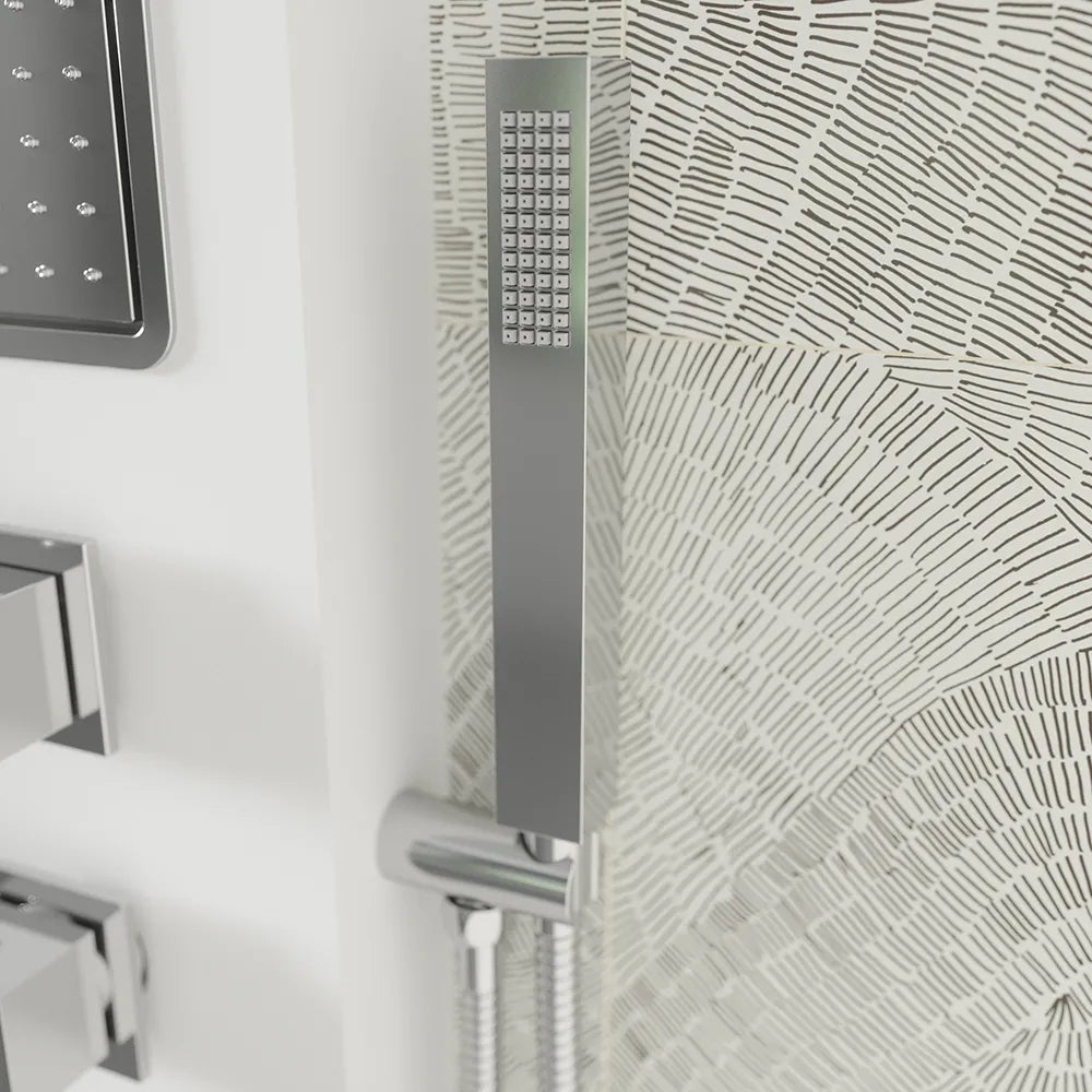 Pannello doccia in alluminio bianco opaco con doccino, 3 funzioni |  Vernel