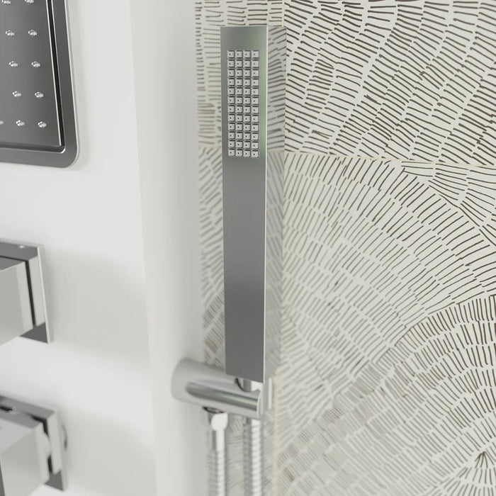 Pannello doccia in alluminio bianco opaco con doccino, 3 funzioni |  Vernel