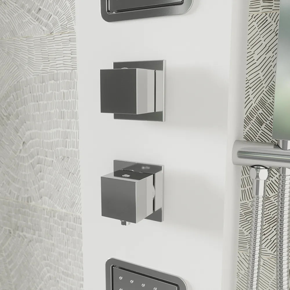 Pannello doccia in alluminio bianco opaco con doccino, 3 funzioni |  Vernel