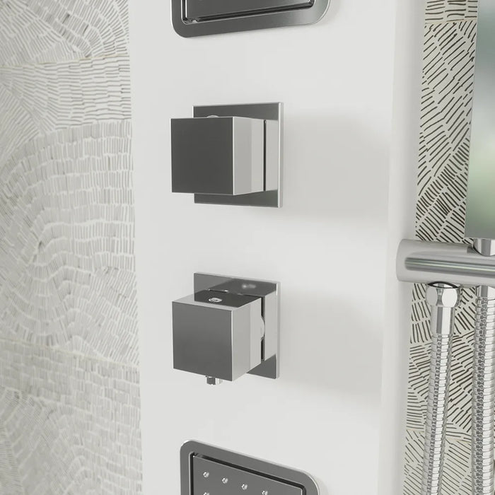 Pannello doccia in alluminio bianco opaco con doccino, 3 funzioni |  Vernel