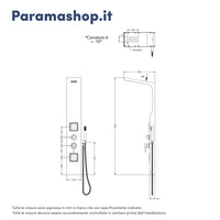 Pannello doccia in alluminio nero opaco a 3 funzioni con doccino |  Vernel