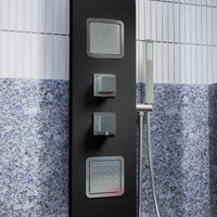 Pannello doccia in alluminio nero opaco a 3 funzioni con doccino |  Vernel