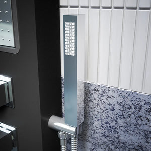 Pannello doccia in alluminio nero opaco a 3 funzioni con doccino |  Vernel