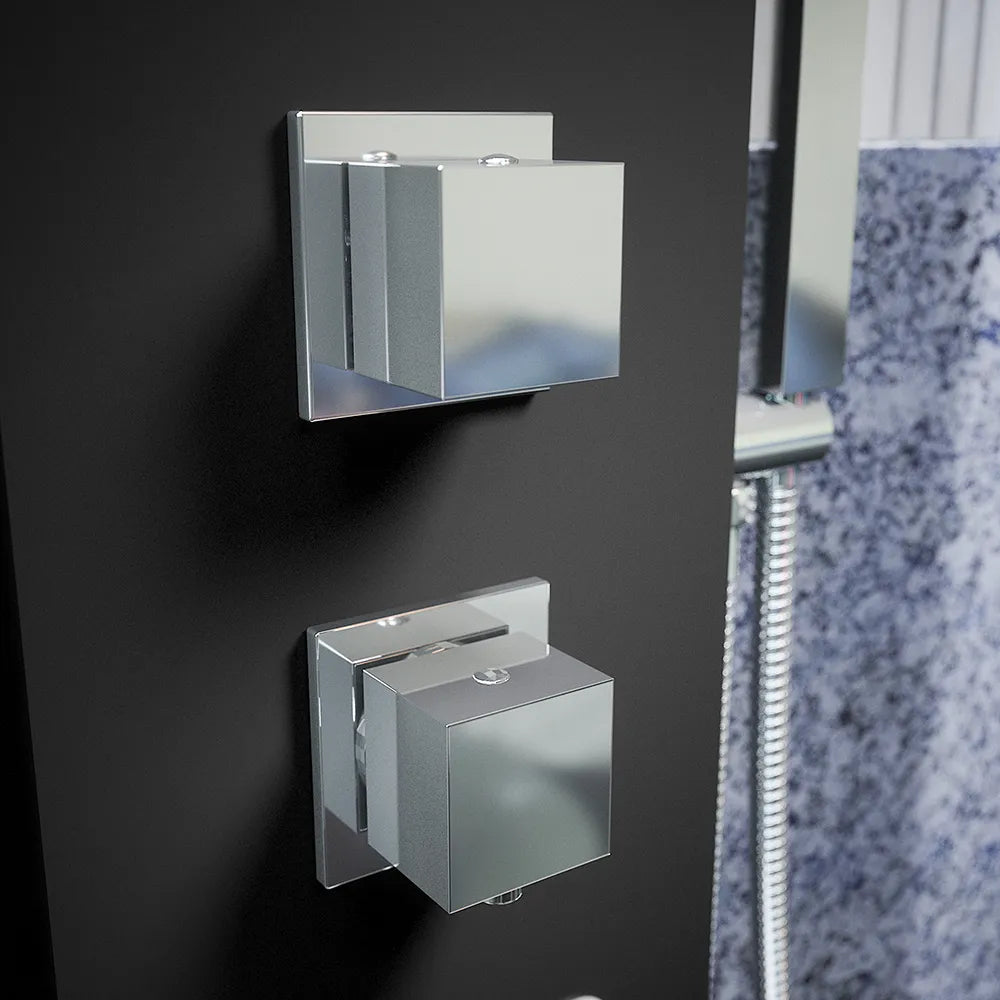 Pannello doccia in alluminio nero opaco a 3 funzioni con doccino |  Vernel