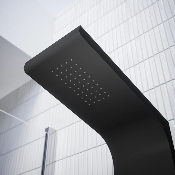 Pannello doccia in alluminio nero opaco a 3 funzioni con doccino |  Vernel