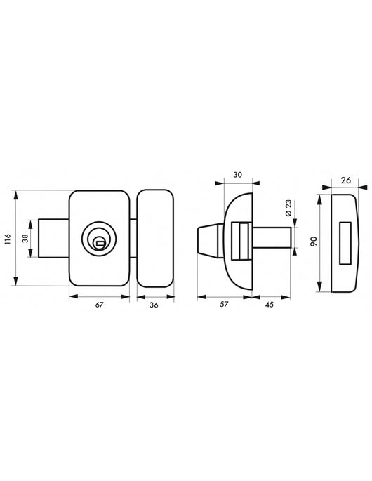 Serratura da applicare, doppia entrata chiave reversibile Design 5, cilindro 45mm, acciaio, 4 chiavi, Nero - THIRARD