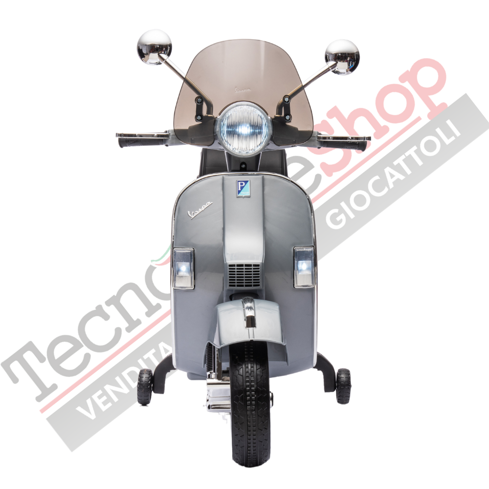 Moto Scooter Elettrico per Bambini Piaggio VESPA PX150 FULL con Parabrezza e Bauletto 12V-Grigio