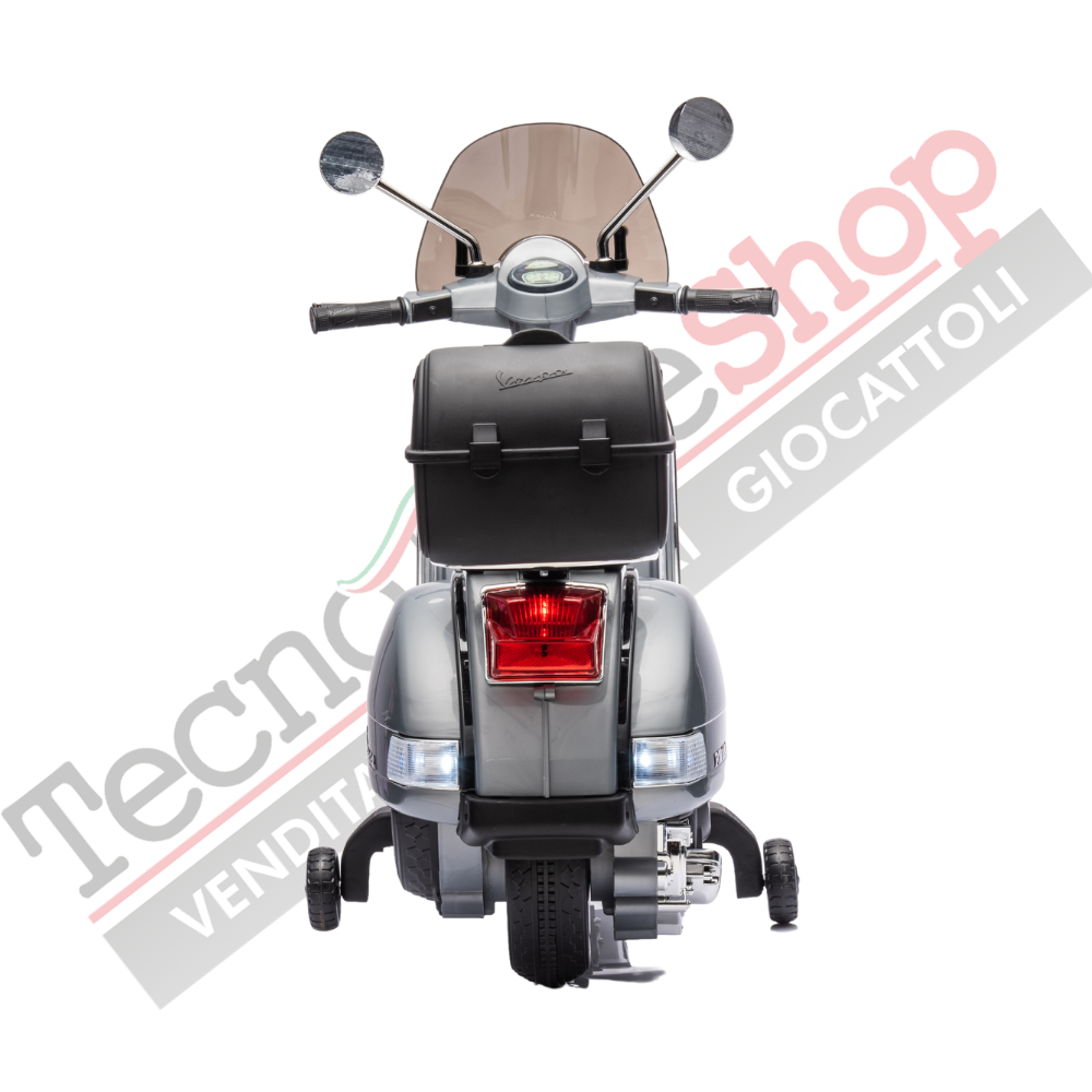 Moto Scooter Elettrico per Bambini Piaggio VESPA PX150 FULL con Parabrezza e Bauletto 12V-Grigio