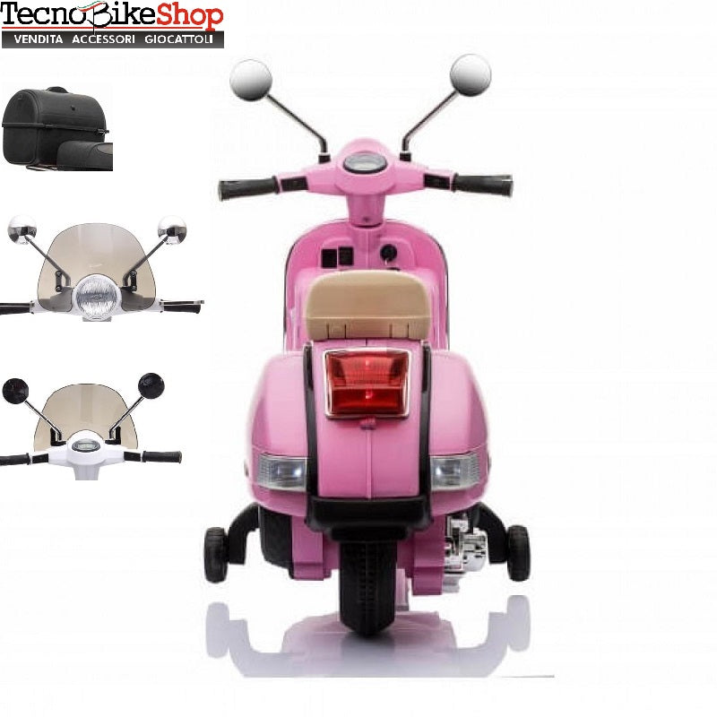 Moto Scooter Elettrico per Bambini Piaggio VESPA PX150 FULL con Parabrezza e Bauletto 12V-Rosa