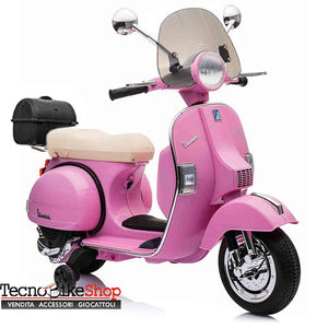 Moto Scooter Elettrico per Bambini Piaggio VESPA PX150 FULL con Parabrezza e Bauletto 12V-Rosa