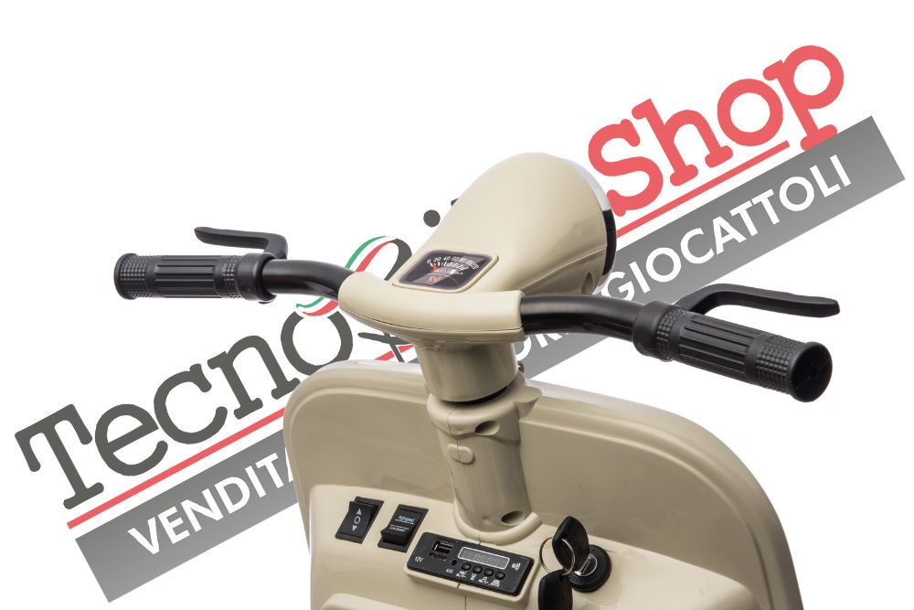 Moto Elettrica Per Bambini Vespa Sidecar Big  12V-Avorio