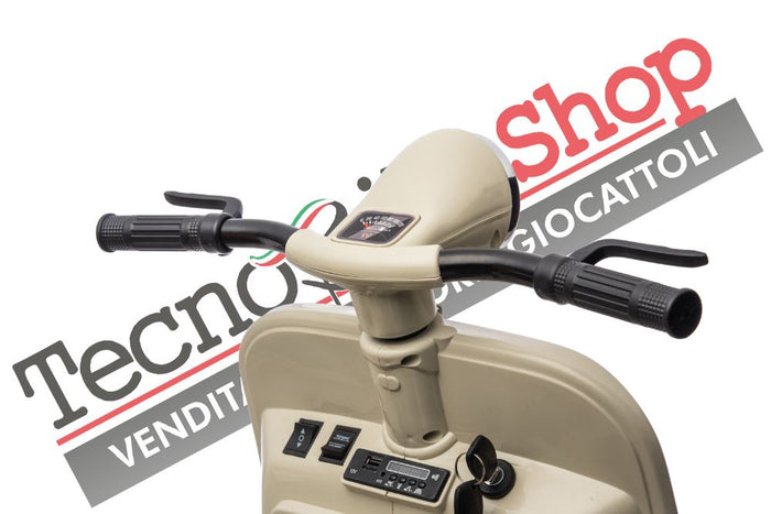 Moto Elettrica Per Bambini Vespa Sidecar Big  12V-Avorio