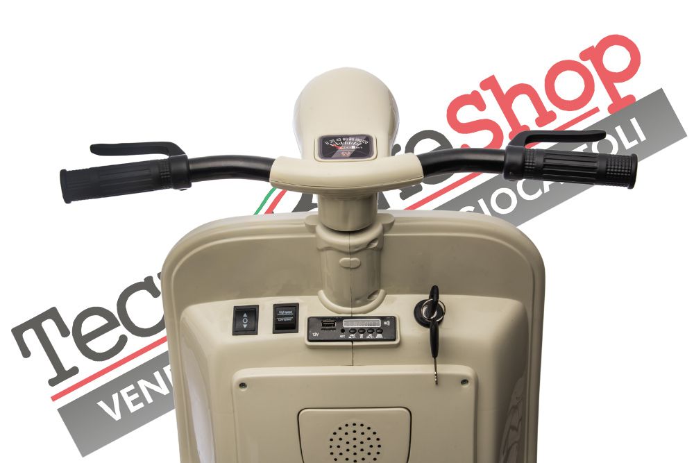 Moto Elettrica Per Bambini Vespa Sidecar Big  12V-Avorio