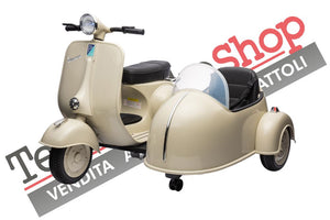 Moto Elettrica Per Bambini Vespa Sidecar Big  12V-Avorio
