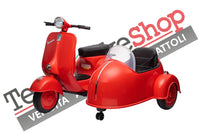 Moto Elettrica Per Bambini Vespa Sidecar Big  12V-Rosso