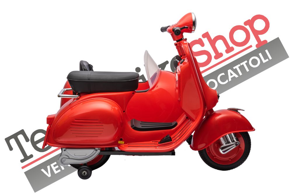 Moto Elettrica Per Bambini Vespa Sidecar Big  12V-Rosso