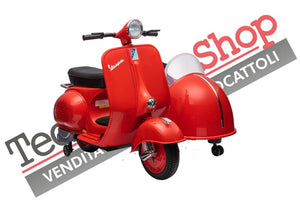 Moto Elettrica Per Bambini Vespa Sidecar Big  12V-Rosso