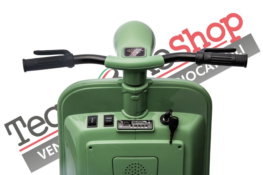 Moto Elettrica Per Bambini Vespa Sidecar Big  12V-Verde