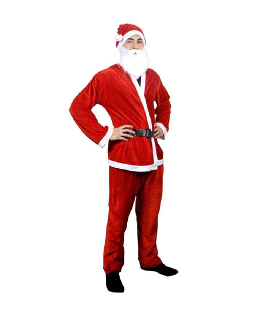 Vestito Abito Costume Uomo Travestimento Babbo Natale Universale 5 Pz Rosso         