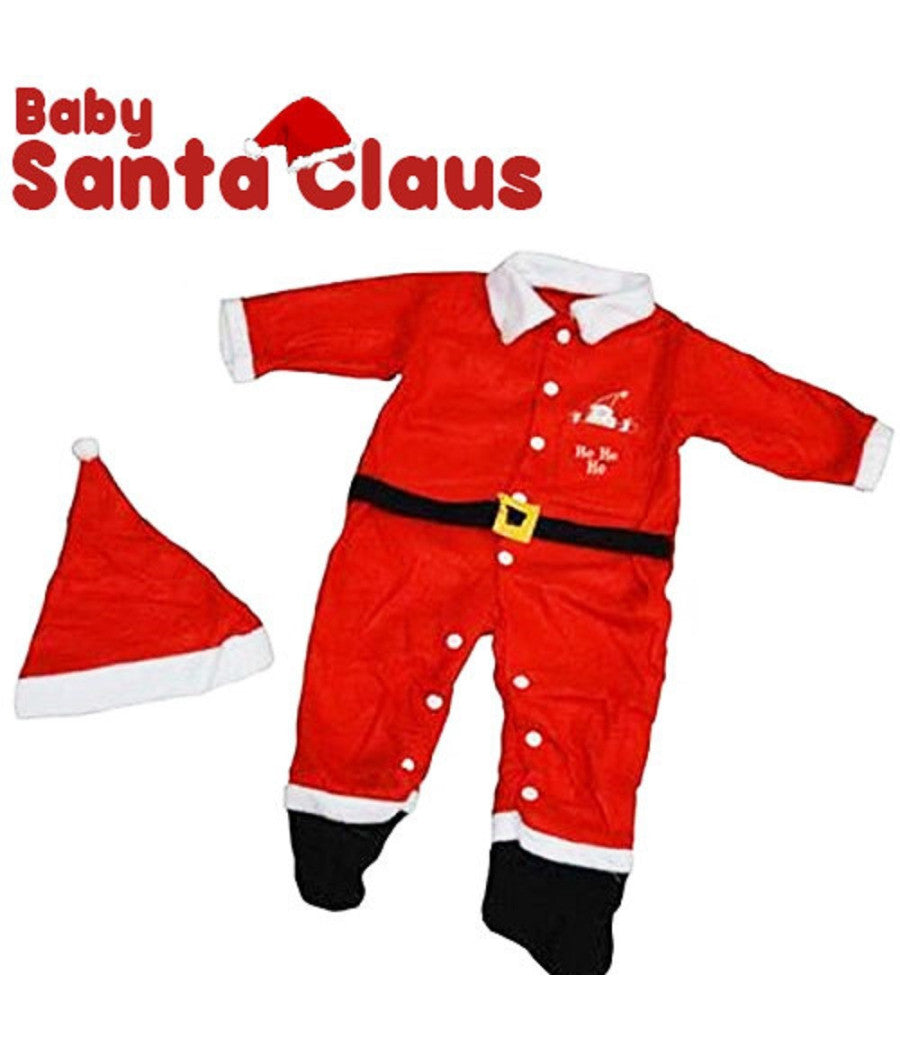 Vestito Babbo Natale Baby Vestitino Completino Costume Per Bambini Pile Rosso         