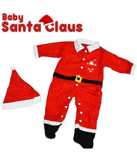 Vestito Babbo Natale Baby Vestitino Completino Costume Per Bambini Pile Rosso         