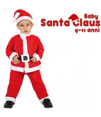 Vestito Natalizio Per Bambino 9-11 Anni Costume + Cappello Babbo Natale Rosso         
